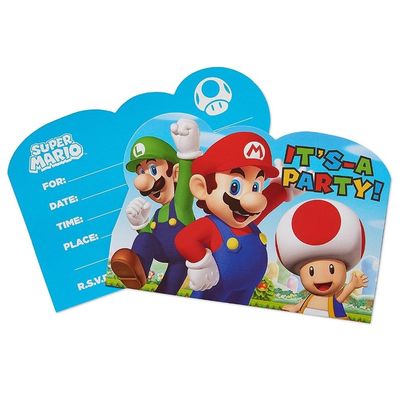 Super Mario Invitations 8pk