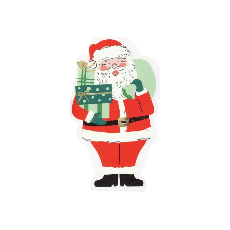 Vintage Christmas Santa Shaped Napkins 16pk