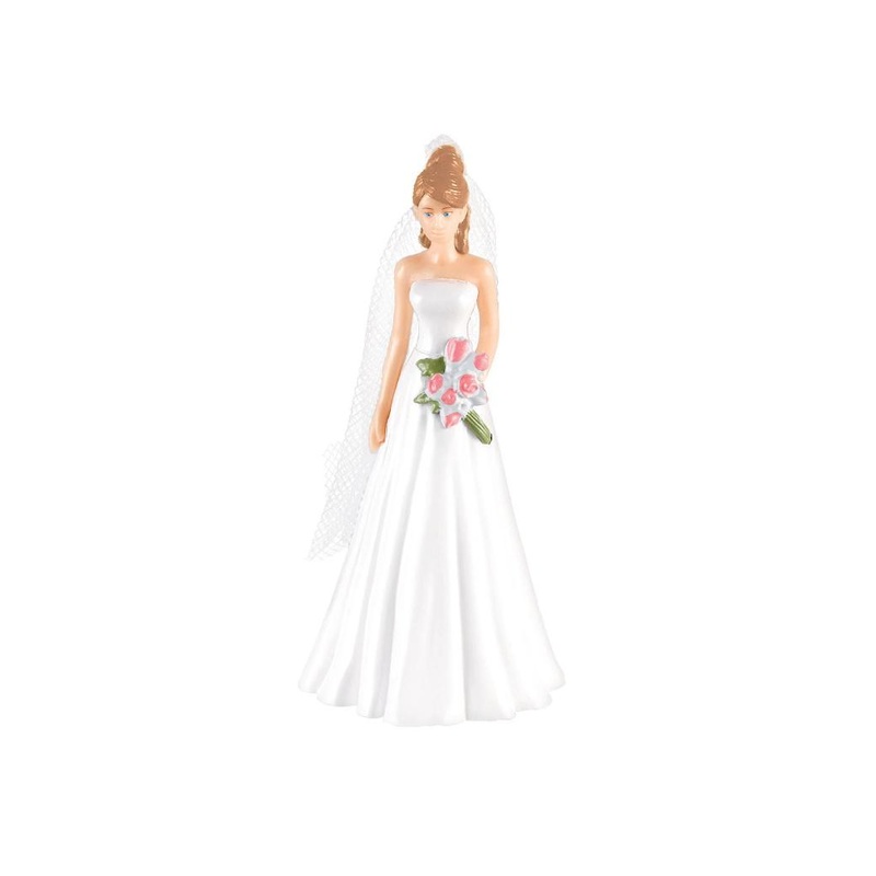 Wedding Cake Topper - Bride Brown Hair