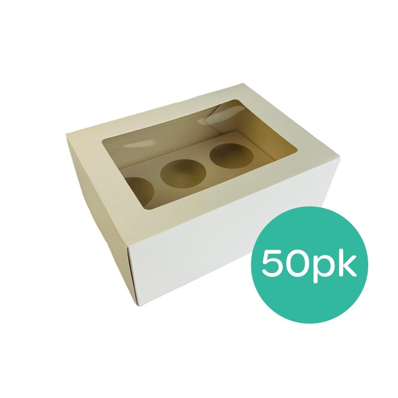 White Cupcake Box 4in 6-Hole 50pk