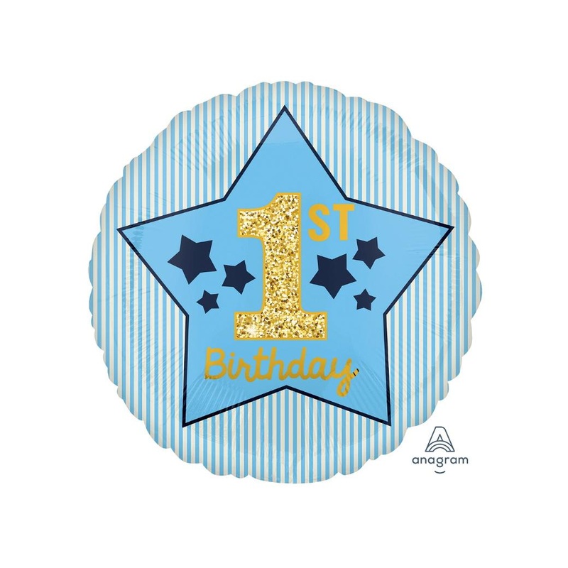 Blue 1st Birthday Foil Balloon