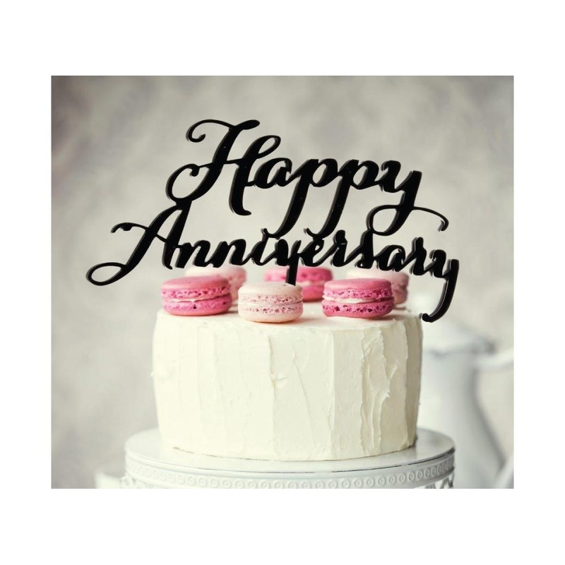 Cake Topper - Happy Anniversary Black