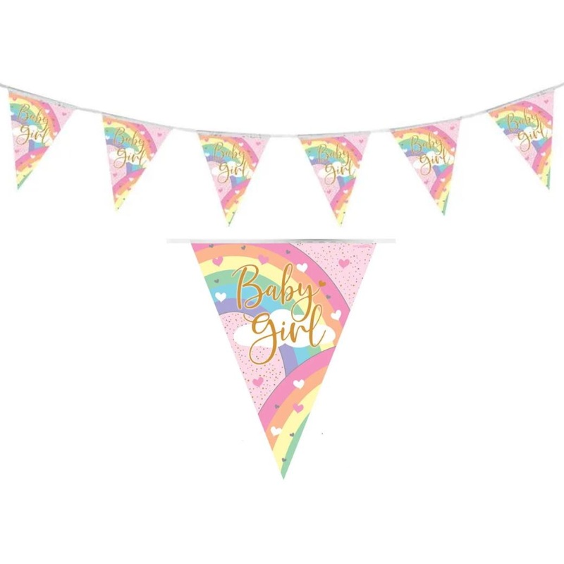 Pastel Rainbow Baby Girl Flag Bunting
