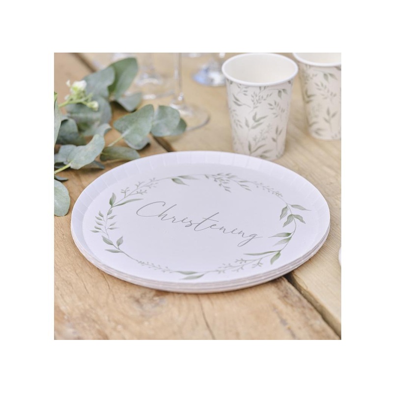 Botanical Christening Plates 8pk