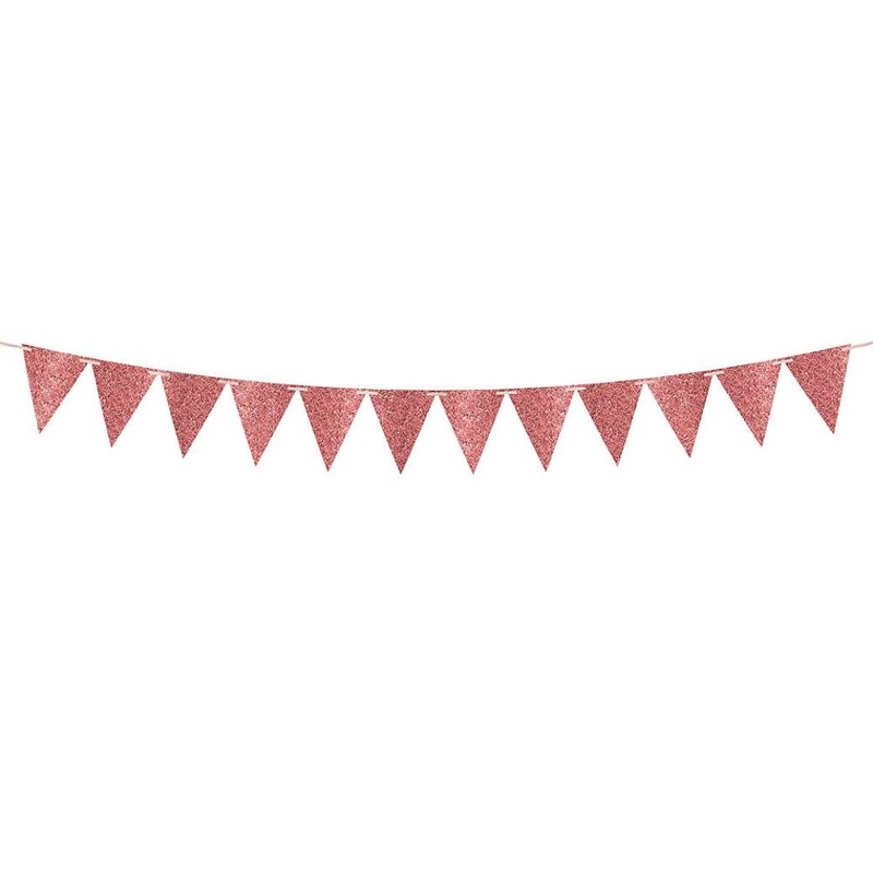 Large Glitter Pennant Banner - Rose Gold
