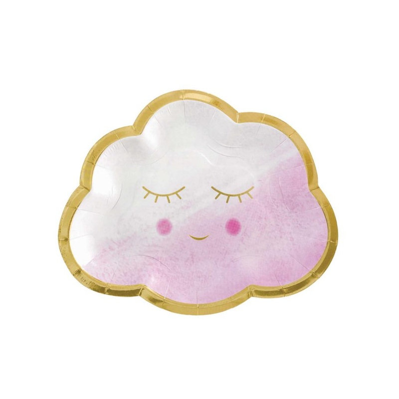 Oh Baby Girl Cloud Shaped Plates 8pk