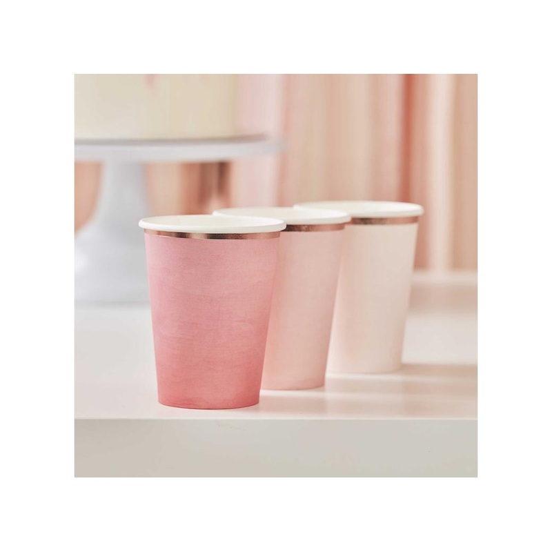 Ombre Pink & Rose Gold Cups 8pk