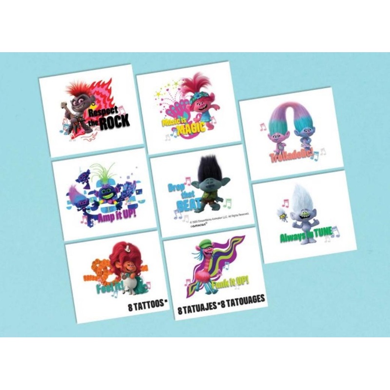 Trolls World Tour Metallic Tattoos