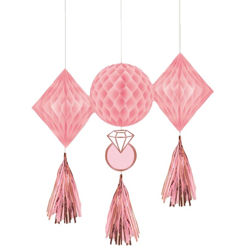 Blush Pink & Rose Gold Wedding Honeycombs