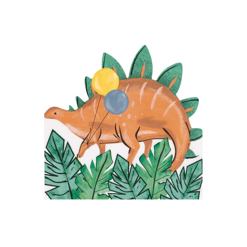 Partying Dino Shaped Lunch Napkins 16pk