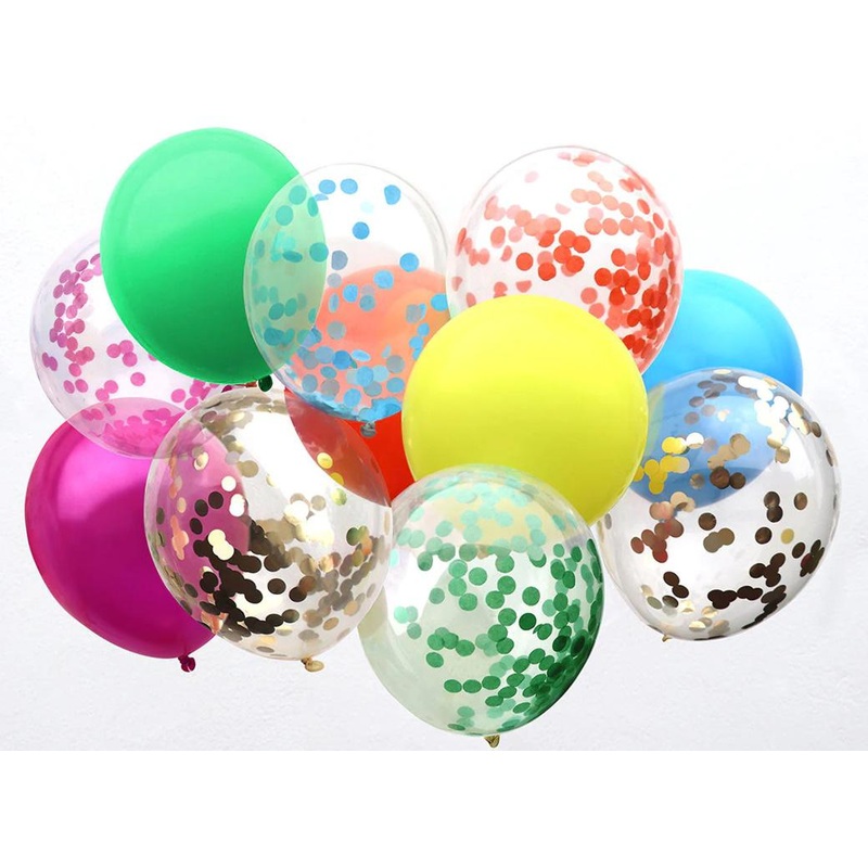 Rainbow Confetti Balloons 12pk