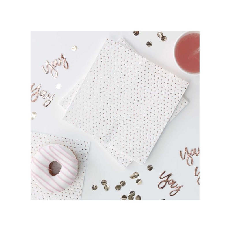Spotty Print Rose Gold Napkins 16pk