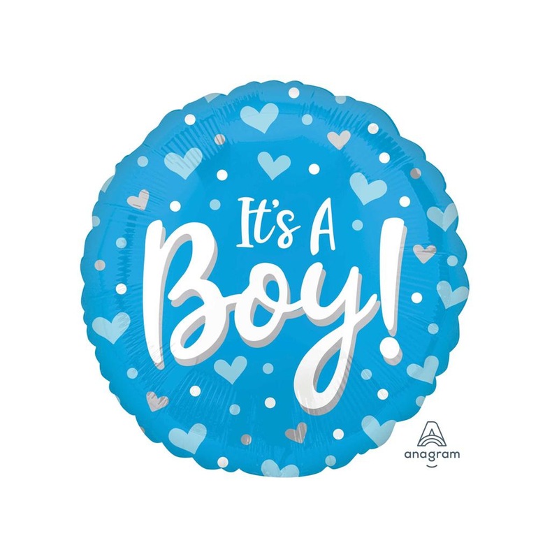 It's A Boy Hearts Foil Balloon