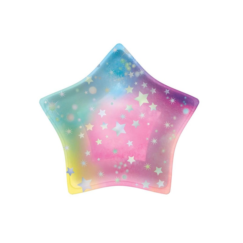 Luminous Iridescent Star Shaped Lunch Plates 8pk