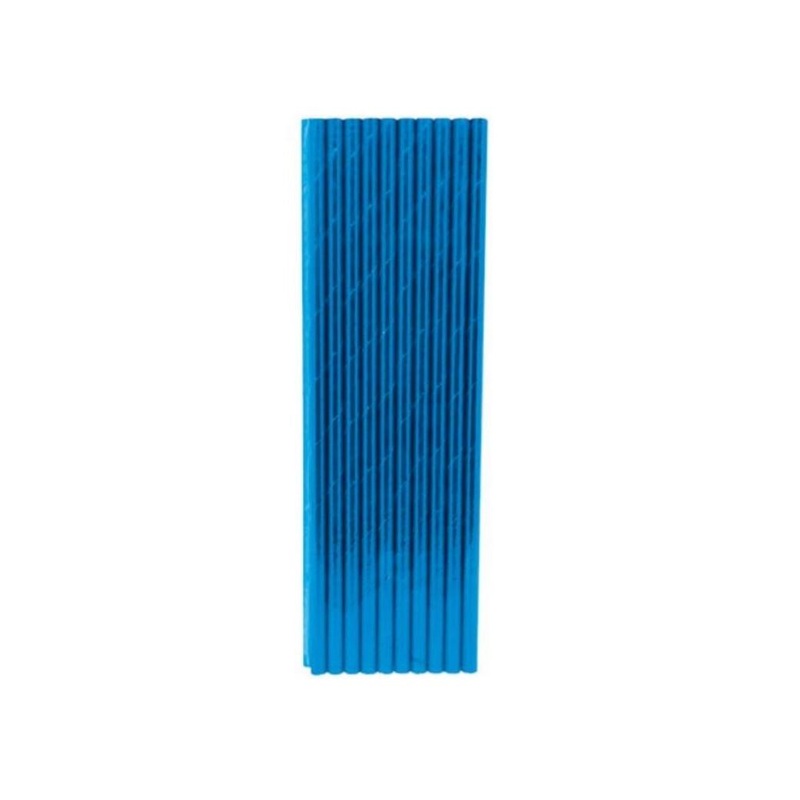Paper Straws Blue Foil 20pk