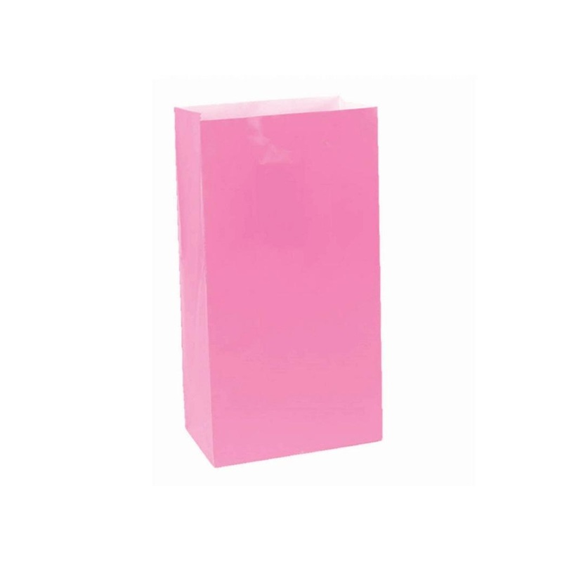 Paper Treat Bags 12pk Bright Pink