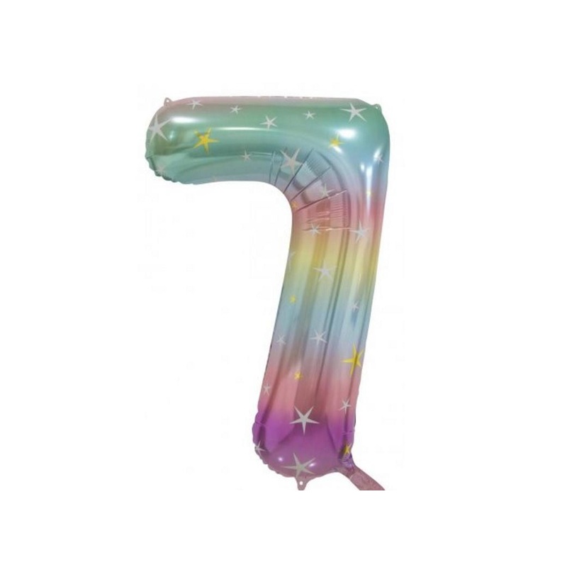 Pastel Rainbow Number 7 Foil Balloon