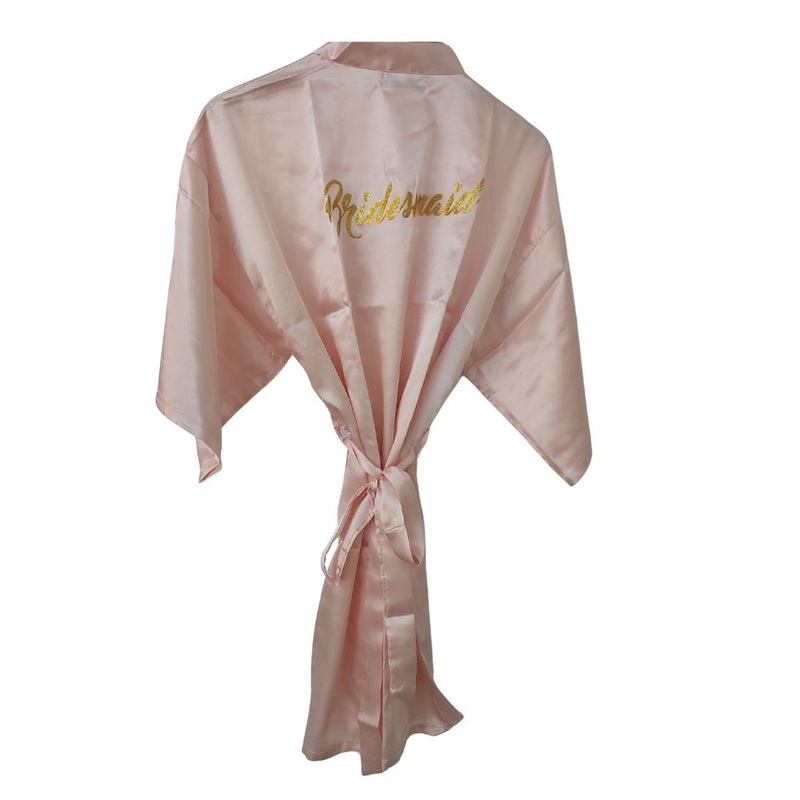 Pink Satin Bridal Robe - Bridesmaid