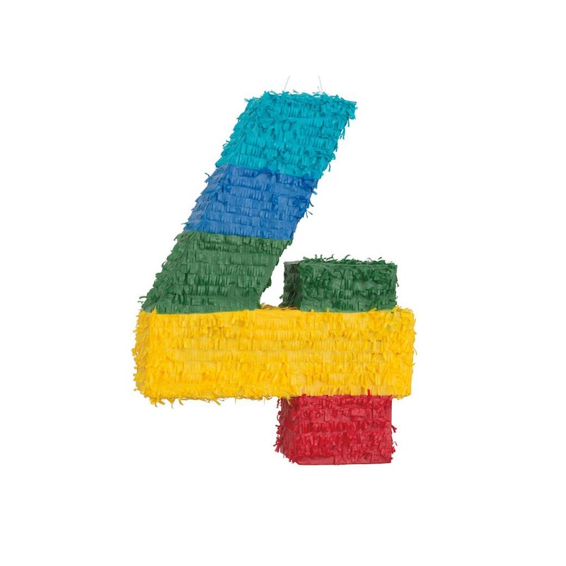 Rainbow Number 4 Pinata