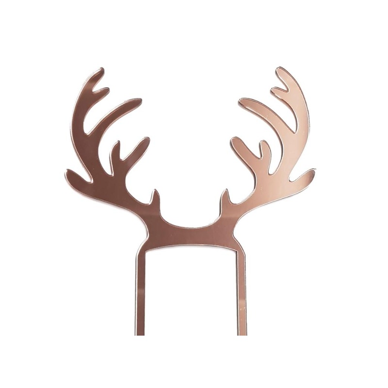 Reindeer Antlers Cake Topper - Rose Gold Mirror