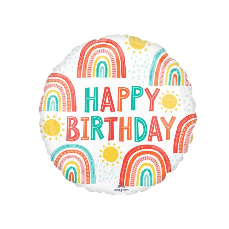 Retro Rainbow Birthday Foil Balloon