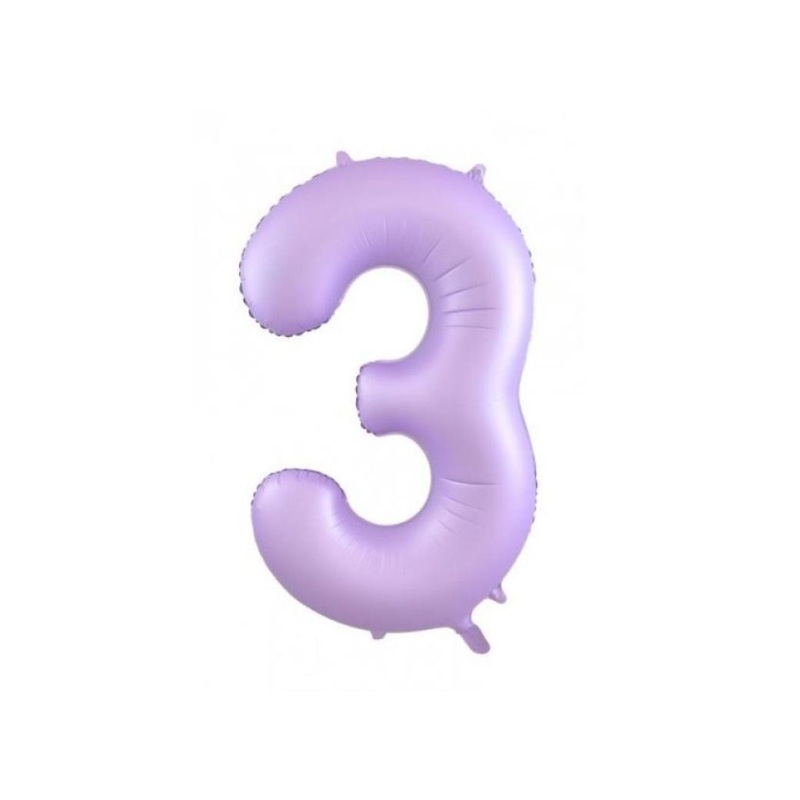 86cm Pastel Matte Lilac Number Balloon - 3