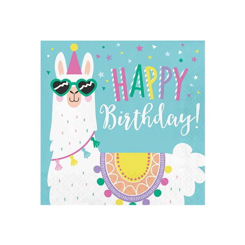 Llama Party Happy Birthday Lunch Napkins 16pk