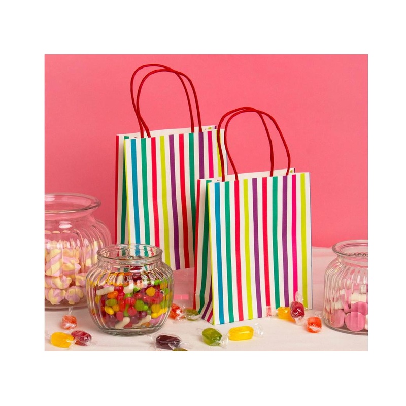 Retro Rainbow Stripe Treat Bags 8pk