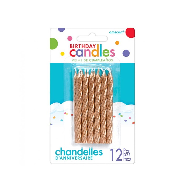 Rose Gold Twist Candles 12pk