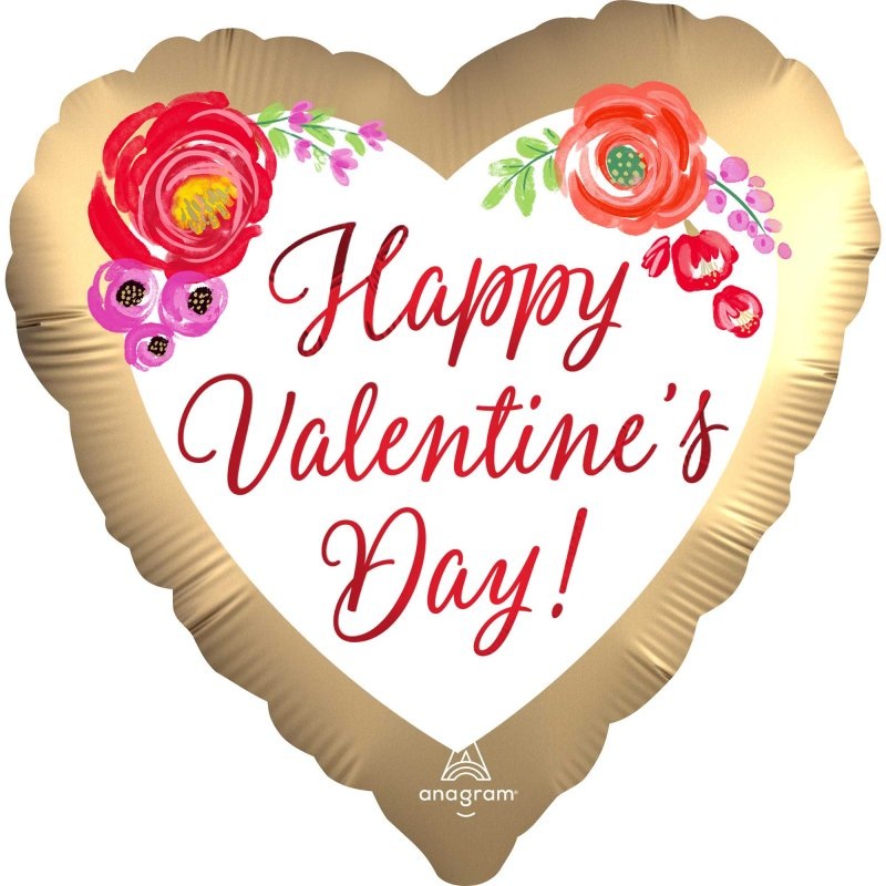 Valentine's Day Satin Watercolour Floral Foil Balloon
