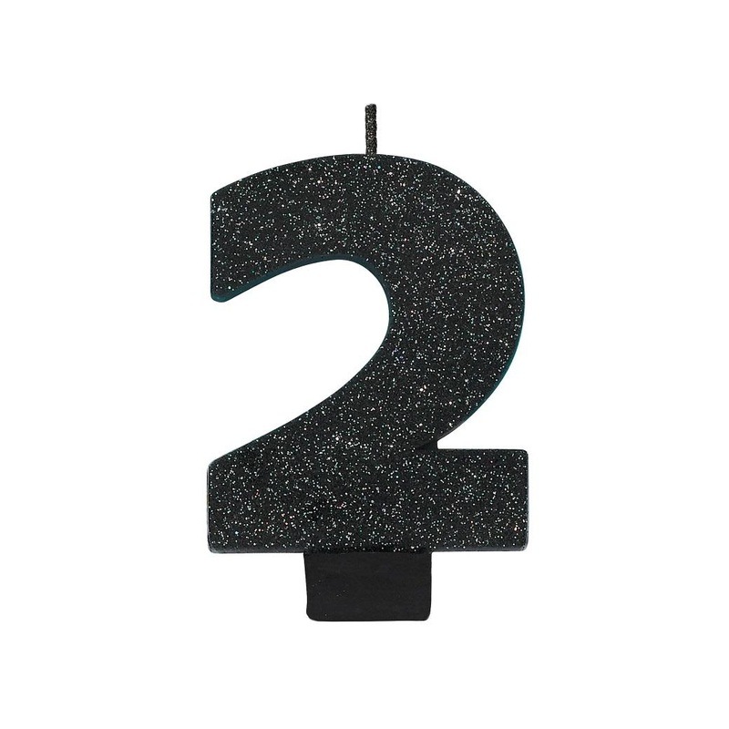 Black Glitter Candle - Number 2