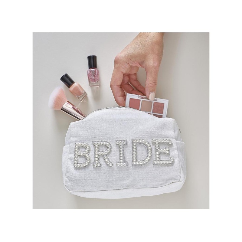Hen Party Embellished Pearl Bride Makeup Bag
