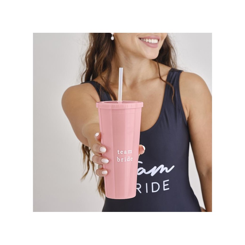 Hen Party Pink Reusable Team Bride Hen Party Cup with Straw