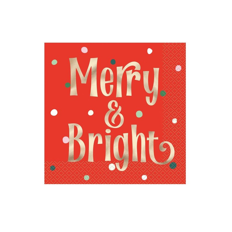 Merry & Bright Christmas Lunch Napkins 16pk