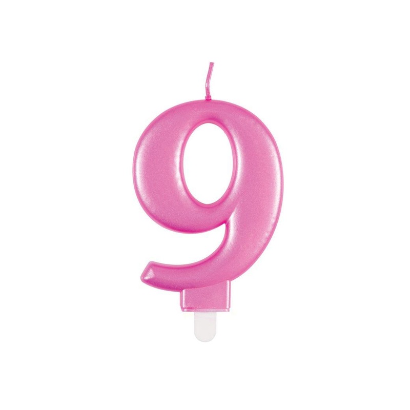 Metallic Pink Candle - Number 9