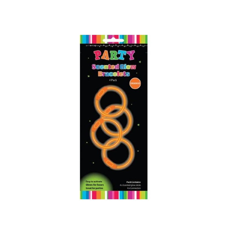 Party Glow Scented Bracelets 4pk - Orange