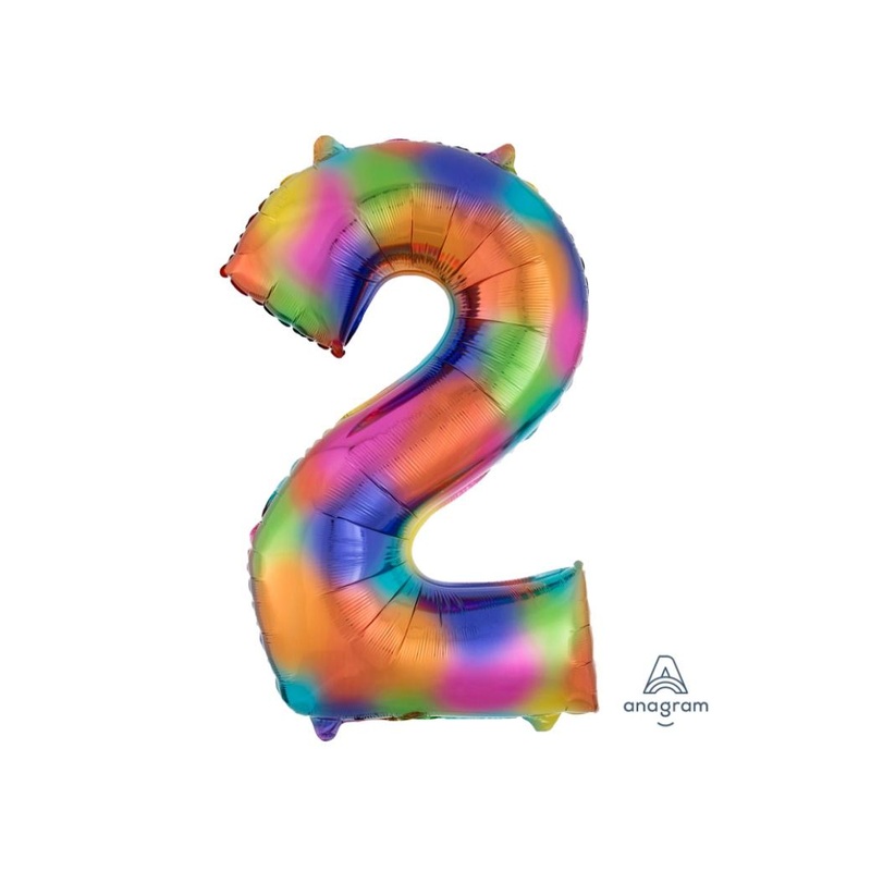 Rainbow Splash Number 2 Foil Balloon