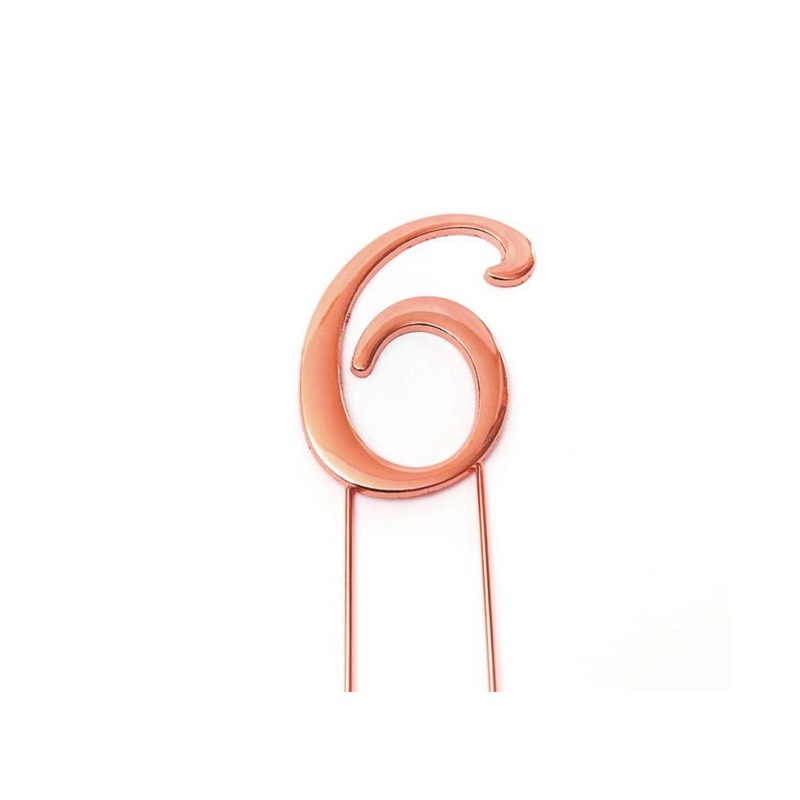 Rose Gold Cake Topper - Number 6