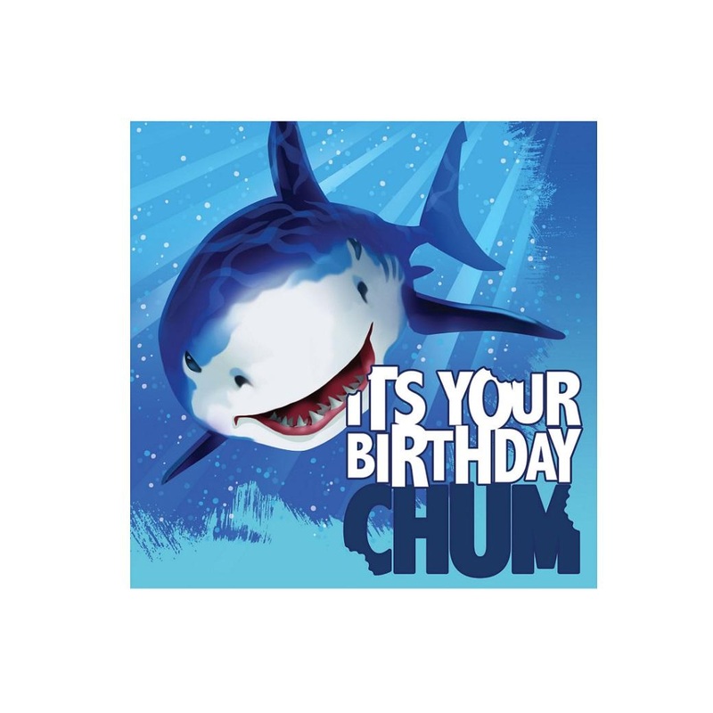 Shark Splash Happy Birthday Lunch Napkins 16pk