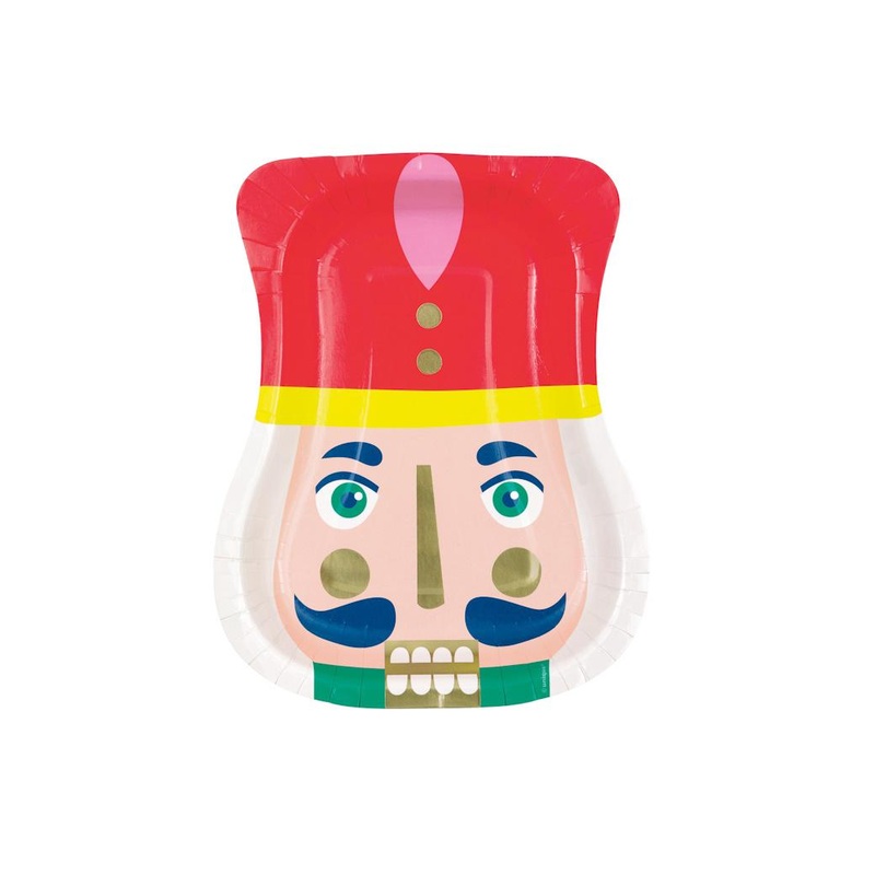 Vibrant Christmas Nutcracker Shaped Plates 8pk