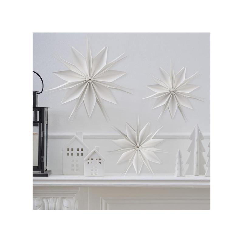 White Christmas Star Decorations 3pk