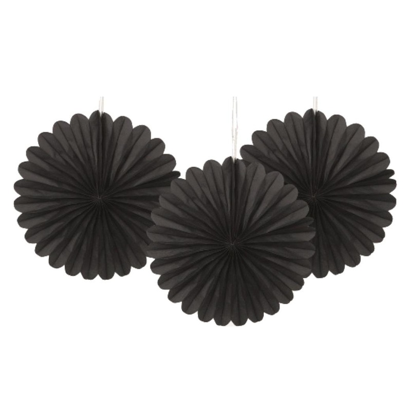 3 Pack Tissue Fans - Black