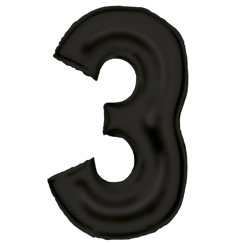 86cm Silk Lustre Black Number Foil Balloon - 3