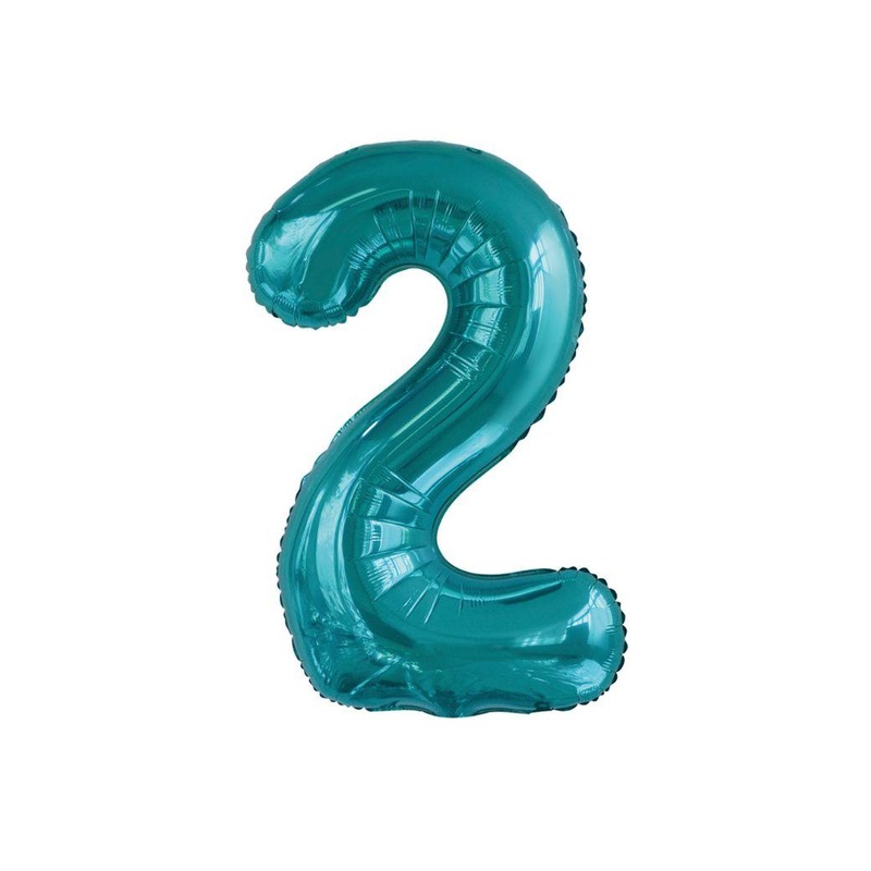 86cm Teal Number Balloon - 2