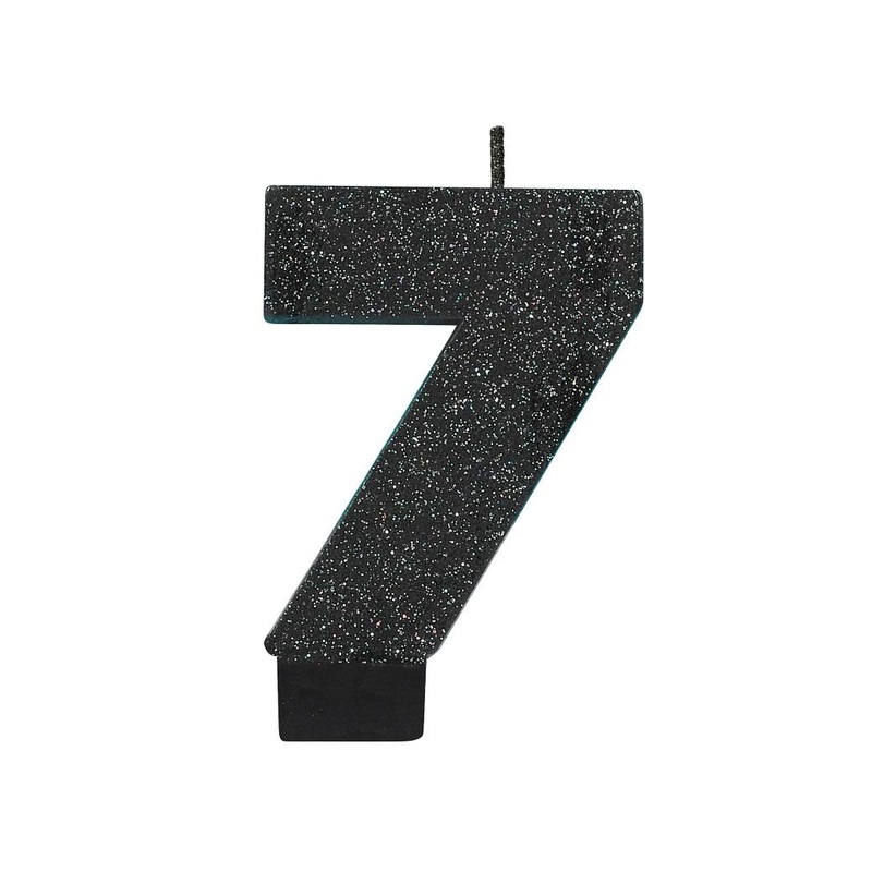 Black Glitter Candle - Number 7
