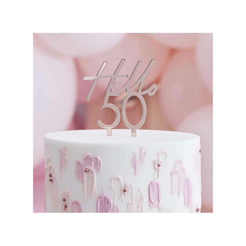 Hello 50 Rose Gold Cake Topper