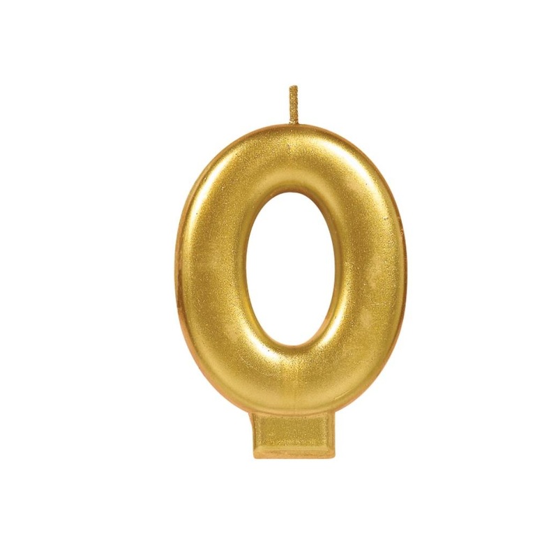 Metallic Gold Candle - Number 0