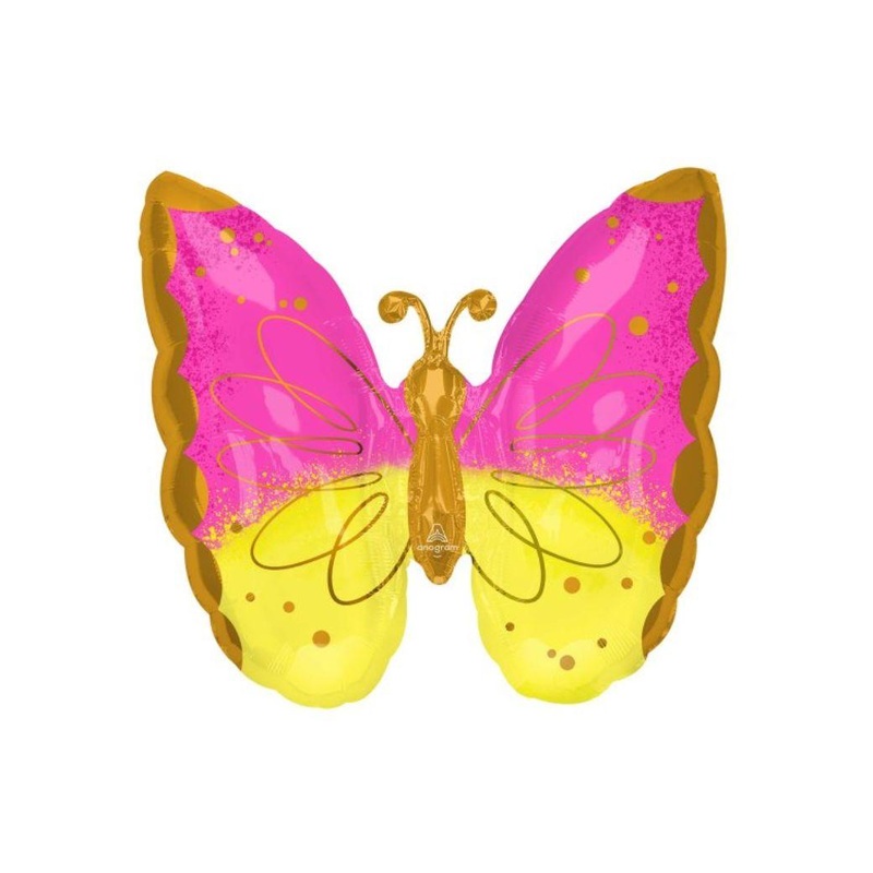 Pink & Yellow Butterfly Supershape Balloon