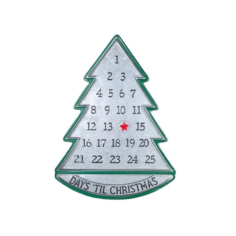 Rustic Tin Christmas Tree Countdown Sign