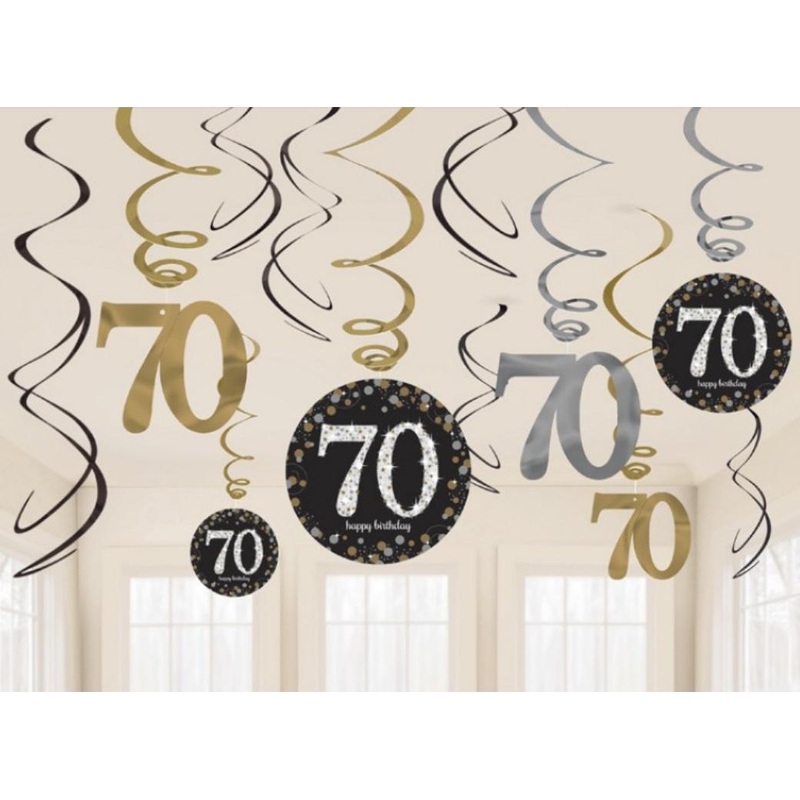 Sparkling 70th Birthday Hanging Swirls